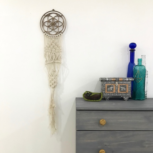 Macrame Planter Hanging Boho Decor Sacred Geometry - Picture 5 of 7